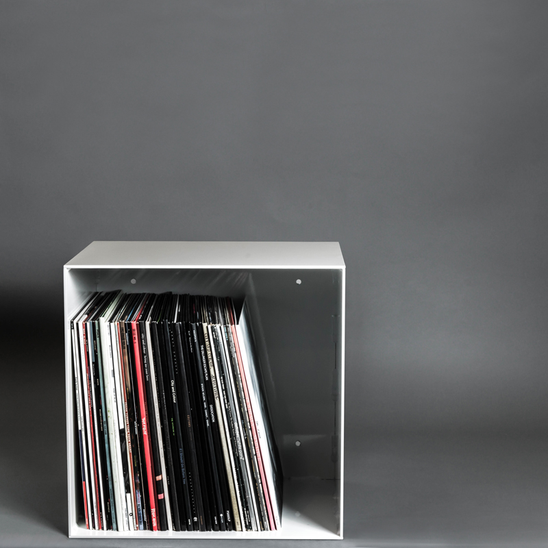 Steel shelf | 4mm steel | White | Record shelf | Industrial design | Laser cut