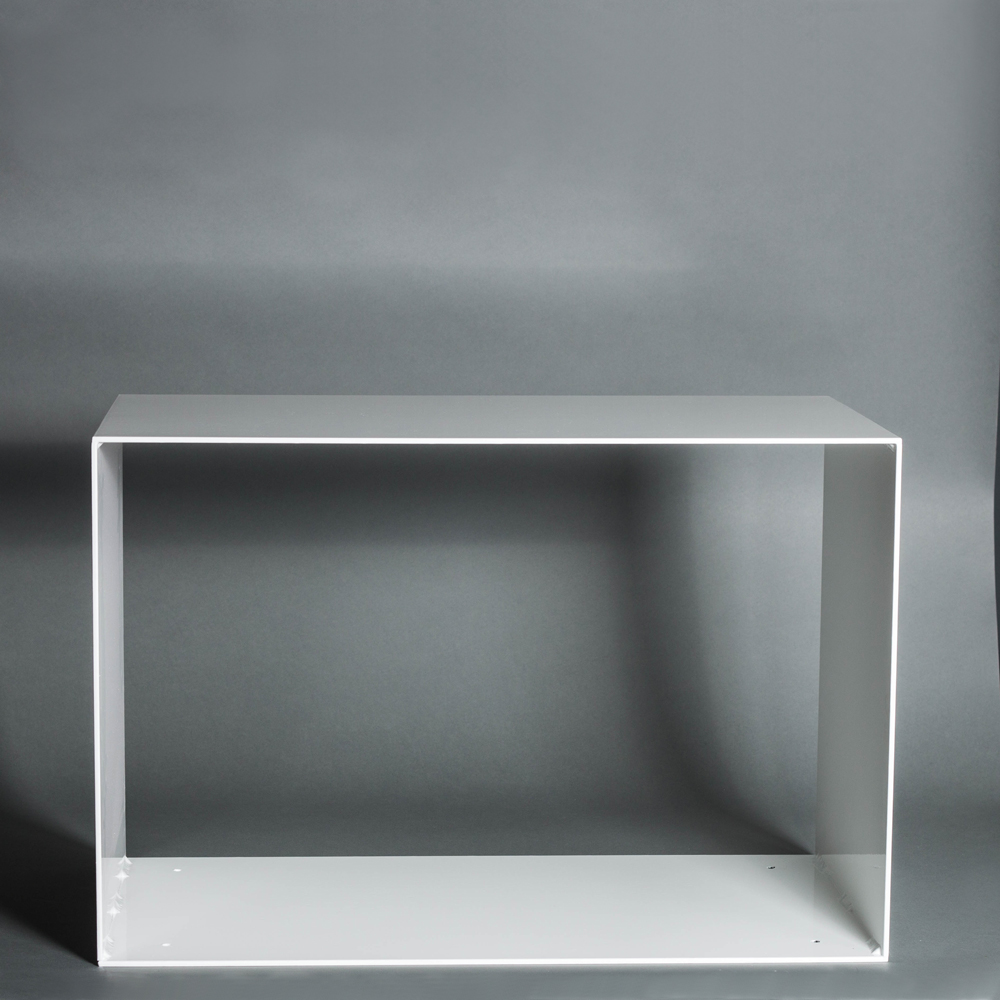 Steel shelf | Shelf made of 4mm-thick steel | White | Hifi | Bauhaus | Laser cut