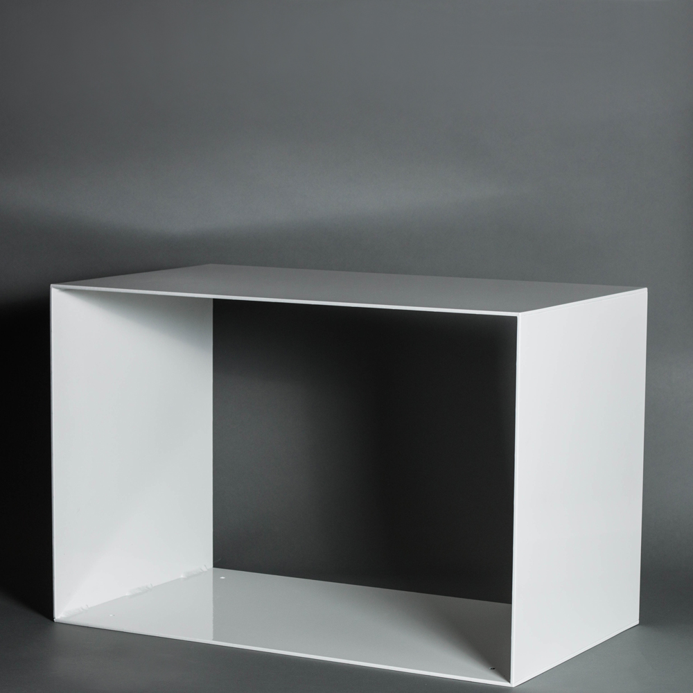 Steel shelf | Shelf made of 4mm-thick steel | White | Hifi | Bauhaus | Laser cut